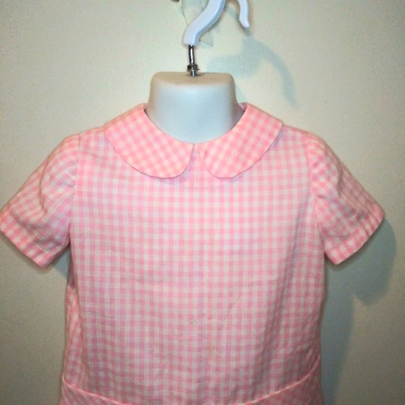 Vintage 1920-30's Toddler's Pink & White Gingham Handmade Dropped Waist Dress - Picture 2 of 13